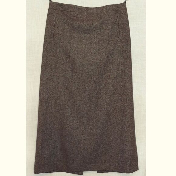 J.Crew Brown Tweed Ankle Length Wool Blend Maxi Pencil Skirt Womens 8 Medium EUC - Picture 2 of 10